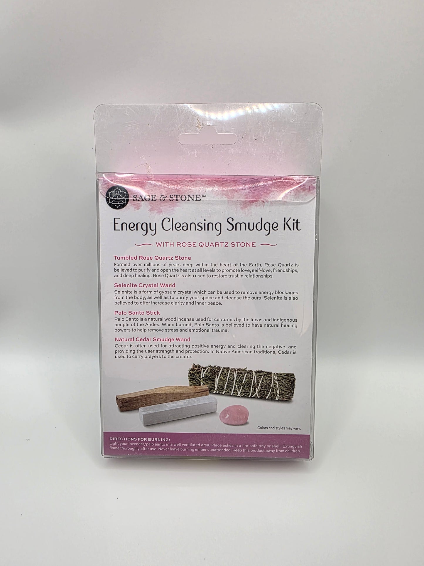 Energy Cleansing Smudge Kit β With Rose Quartz