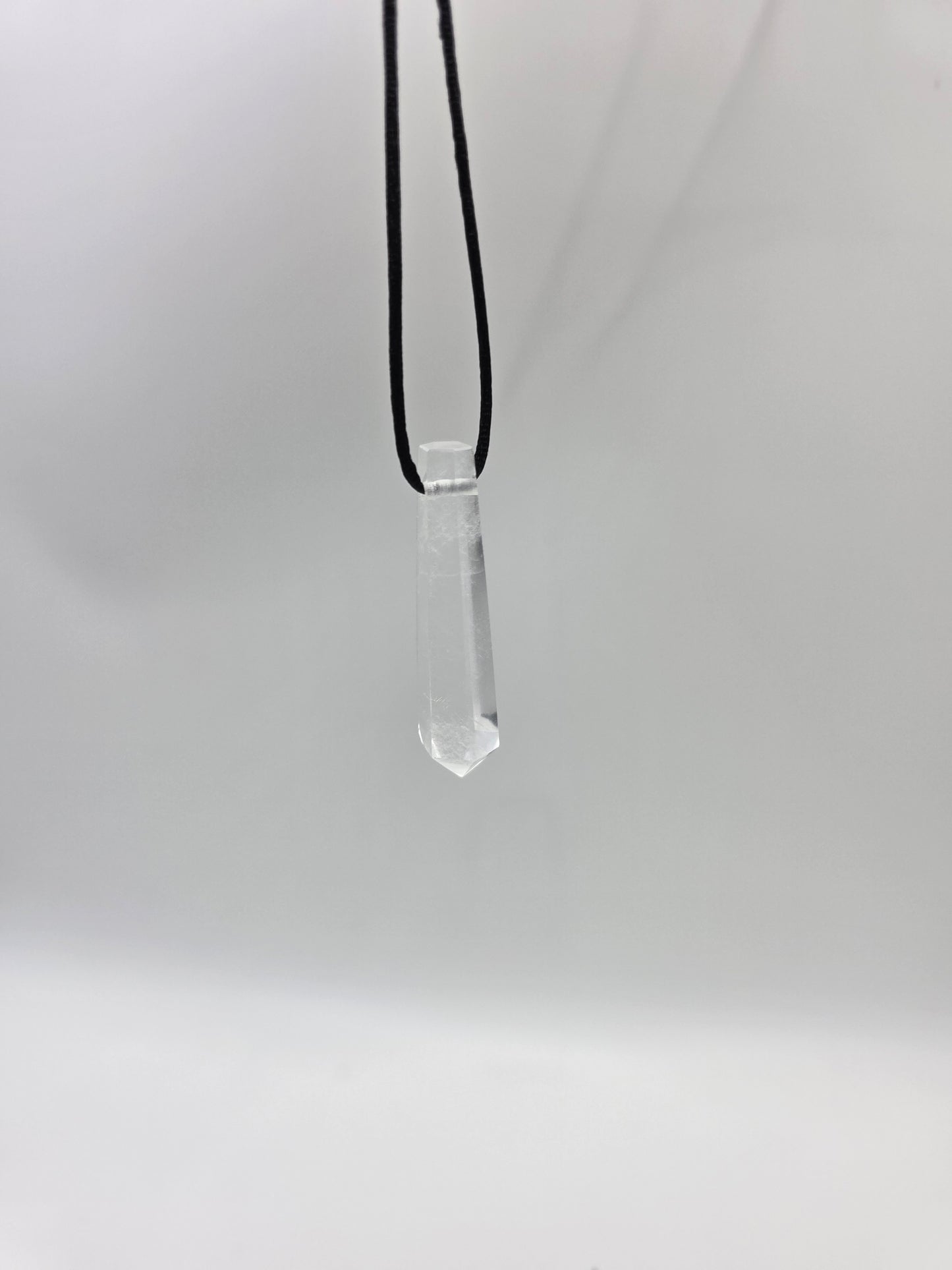Clear Quartz Point Necklace (Black Cord) – Clarity & Amplification