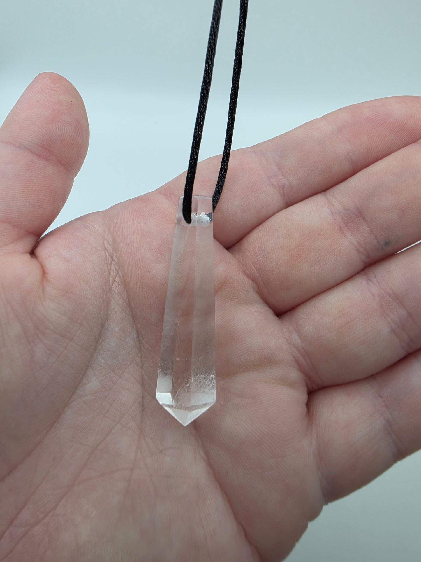 Clear Quartz Point Necklace (Black Cord) – Clarity & Amplification