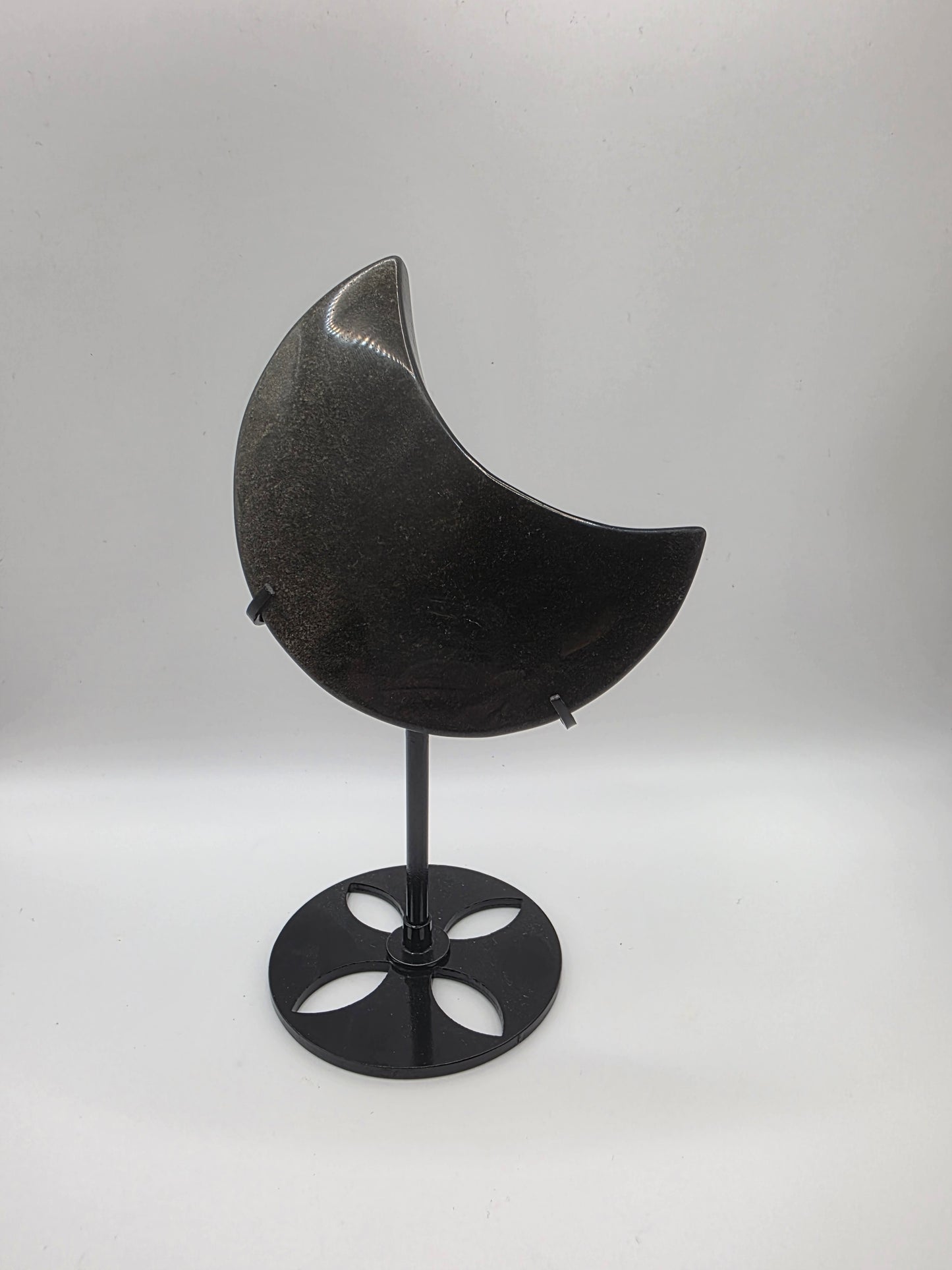 Gold Sheen Obsidian Crescent Moon on Stand – 18cm