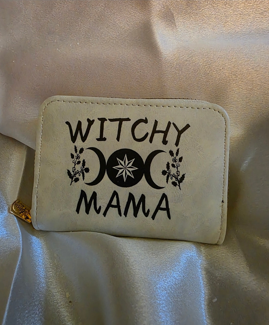 Witchy Mama Zip Wallet – Triple Moon Goddess Design