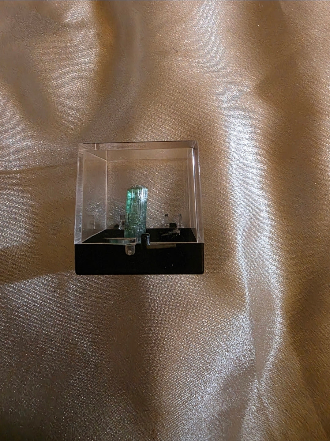 Rare Blue/Green Tourmaline Rod - 2cm in Display Specimen Box