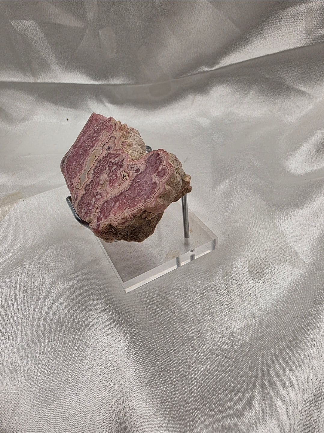 Rhodochrosite Raw Slab/Slice 141g (Polished Faces + Raw Druzy) – 7.5cm (Collector’s Grade)