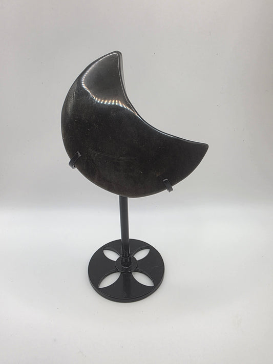 Gold Sheen Obsidian Moon on Black Stand – 16.5cm