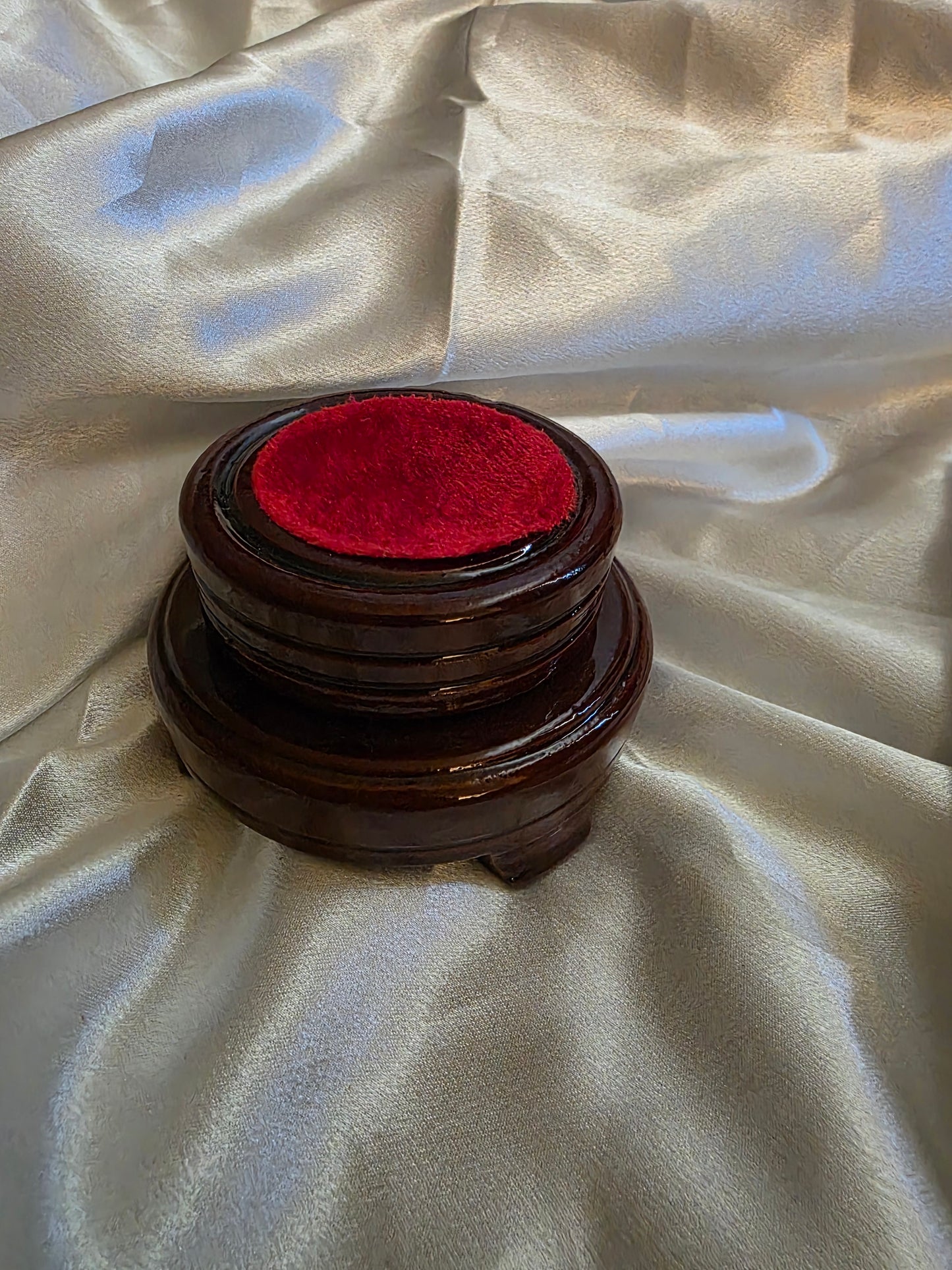 Wooden Rotating Sphere Holder– Large & Medium • Red Velvet Cushion