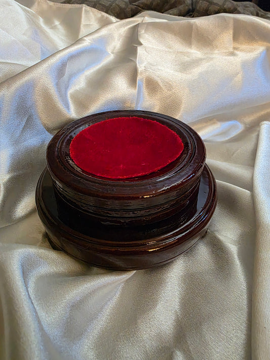 Wooden Rotating Sphere Holder– Large & Medium • Red Velvet Cushion