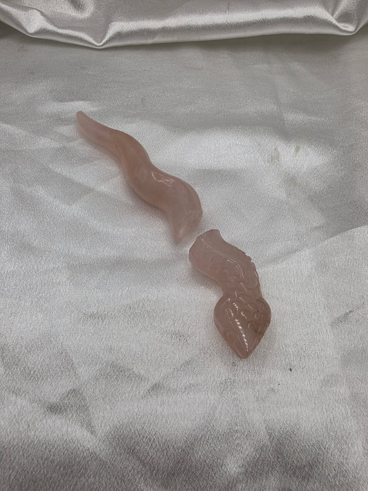 Rose Quartz Snake Carving – 14.5cm (Perfectly Imperfect & Heavily Discounted)