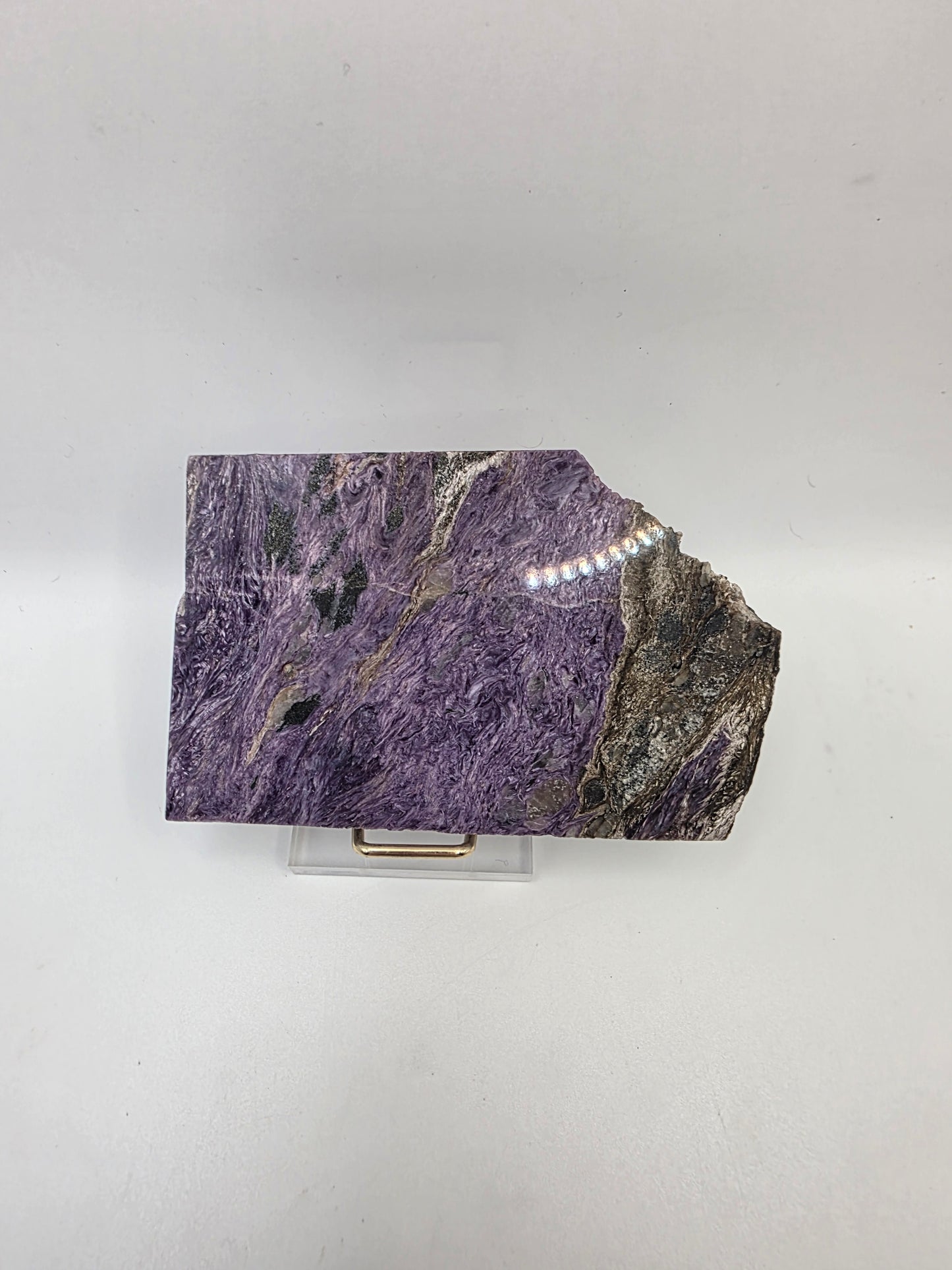 Ultra-Rare High-Grade Charoite Slab/Slice – Ethereal Purple Swirls • One-Source Mineral • Mine Depleted & Restricted