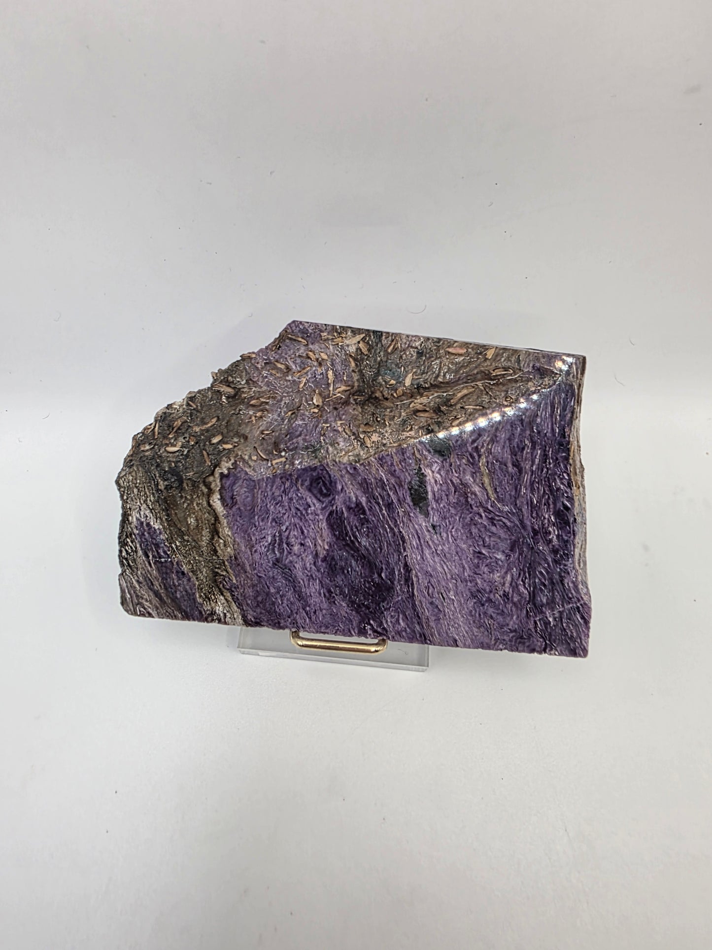 Ultra-Rare High-Grade Charoite Slab/Slice – Ethereal Purple Swirls • One-Source Mineral • Mine Depleted & Restricted