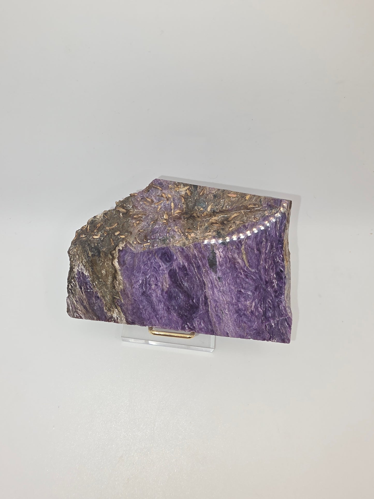 Ultra-Rare High-Grade Charoite Slab/Slice – Ethereal Purple Swirls • One-Source Mineral • Mine Depleted & Restricted