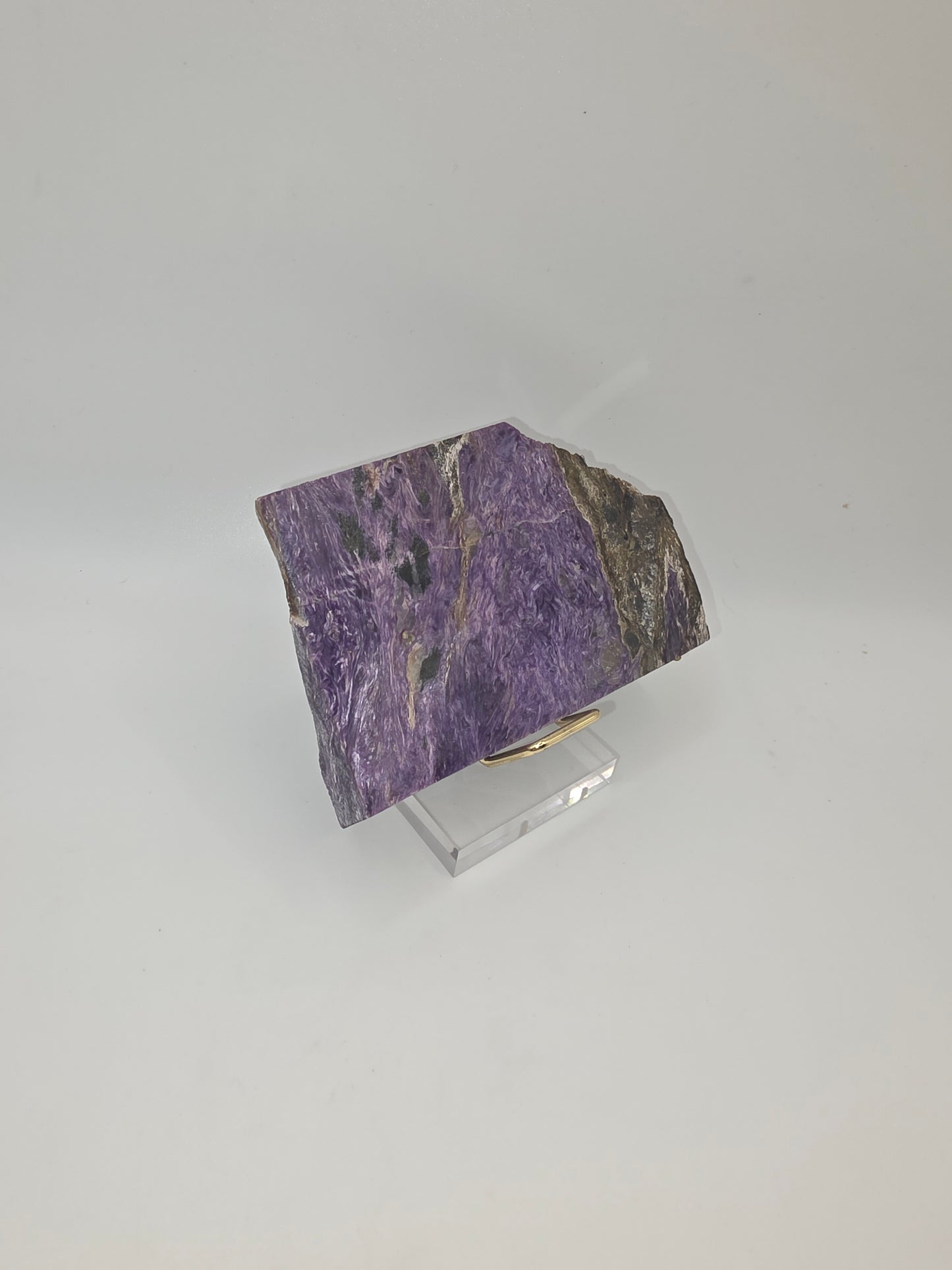 Ultra-Rare High-Grade Charoite Slab/Slice – Ethereal Purple Swirls • One-Source Mineral • Mine Depleted & Restricted
