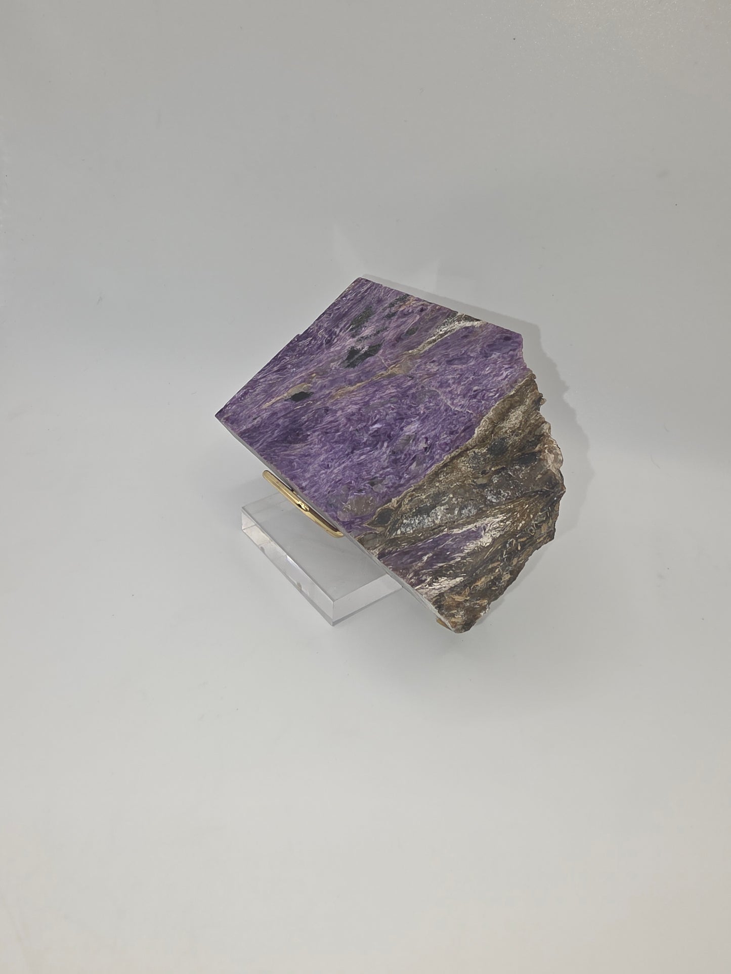 Ultra-Rare High-Grade Charoite Slab/Slice – Ethereal Purple Swirls • One-Source Mineral • Mine Depleted & Restricted