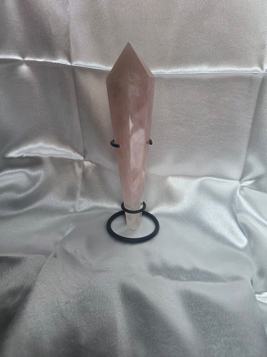 Rose Quartz Wand on Stand – 310g | 19cm