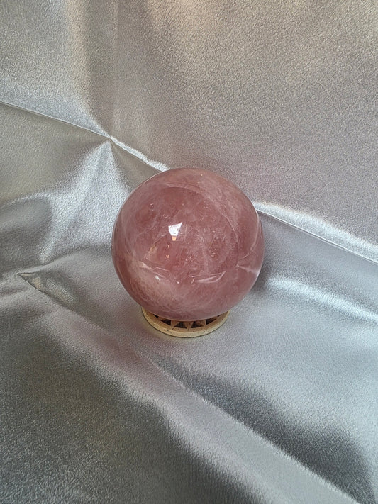 Madagascan Rose Quartz Sphere – 585g | Approx. 7cm