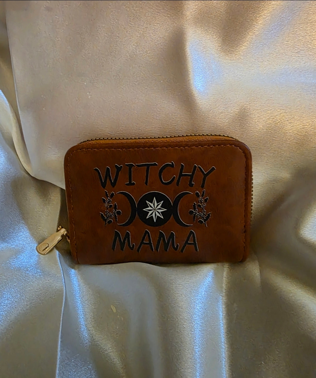 Witchy Mama Zip Wallet – Triple Moon Goddess Design