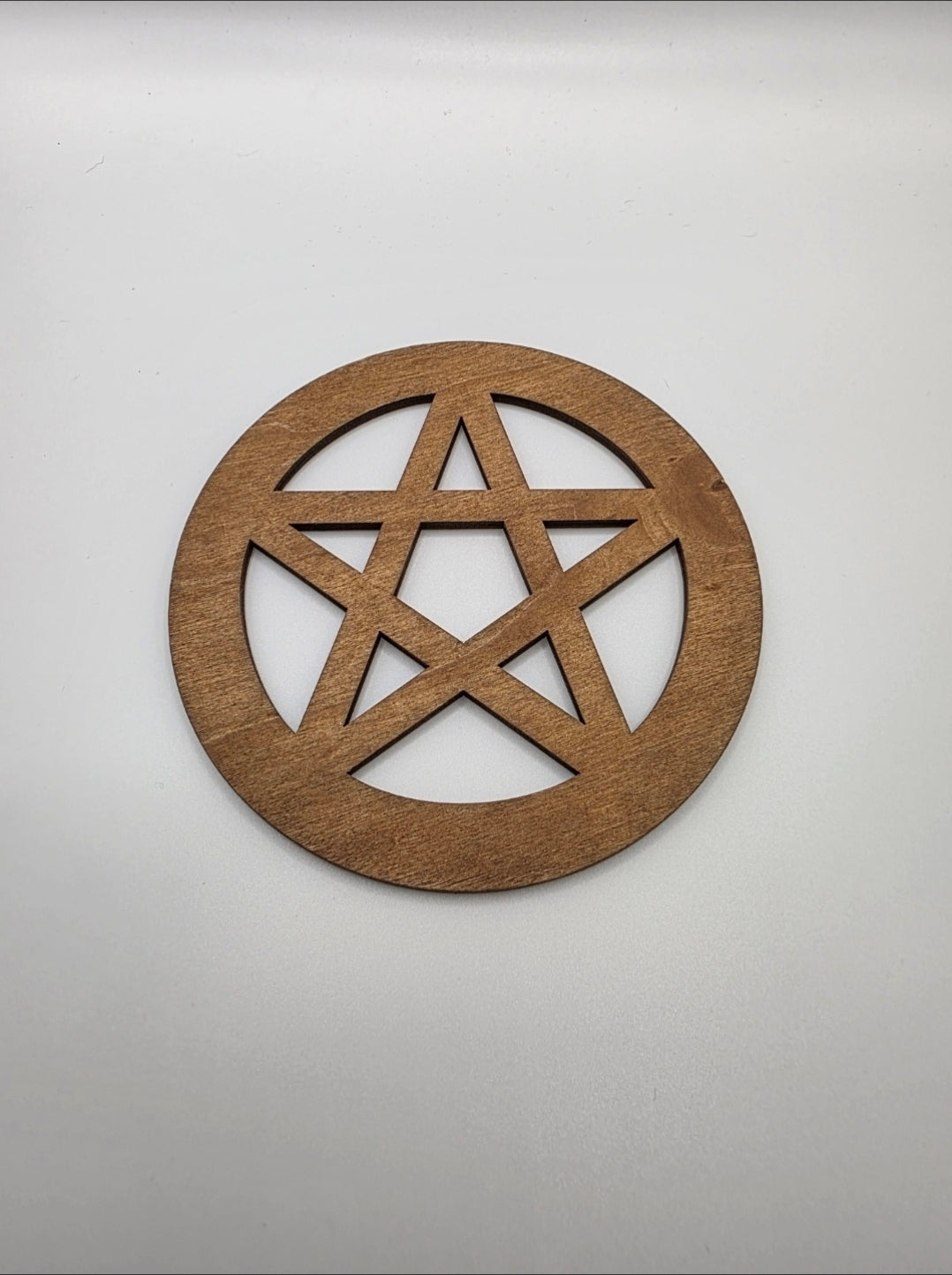 Wooden Pentagram Altar Tile – 12cm