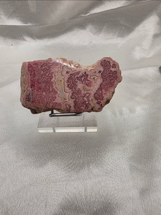 Rhodochrosite Raw Slab/Slice 141g (Polished Faces + Raw Druzy) – 7.5cm (Collector’s Grade)