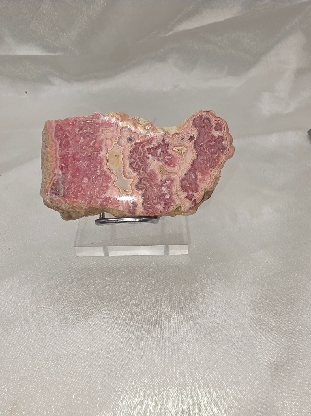 Rhodochrosite Raw Slab/Slice 141g (Polished Faces + Raw Druzy) – 7.5cm (Collector’s Grade)