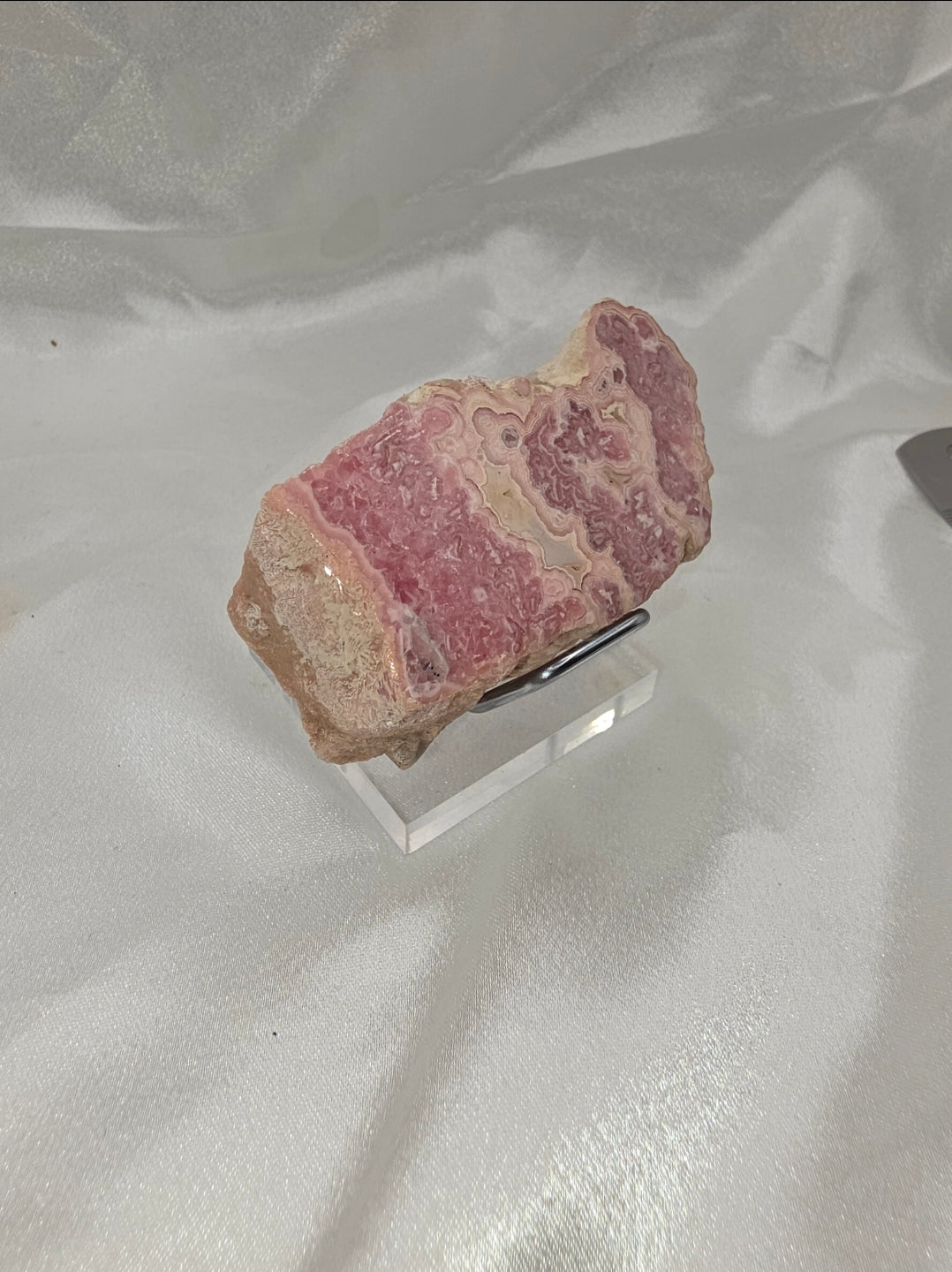 Rhodochrosite Raw Slab/Slice 141g (Polished Faces + Raw Druzy) – 7.5cm (Collector’s Grade)